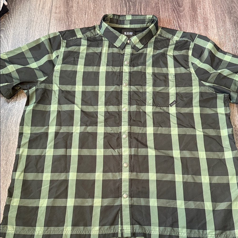 5.11 Tactical Black and Green Plaid Shirt